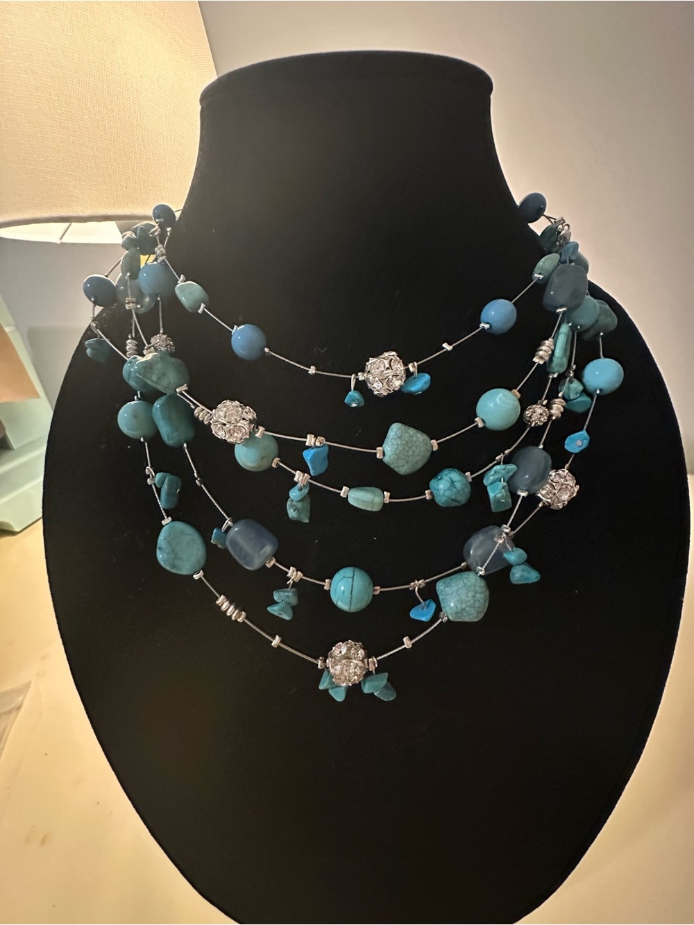 Turquoise Multi-Strand Beaded Necklace - Unbranded